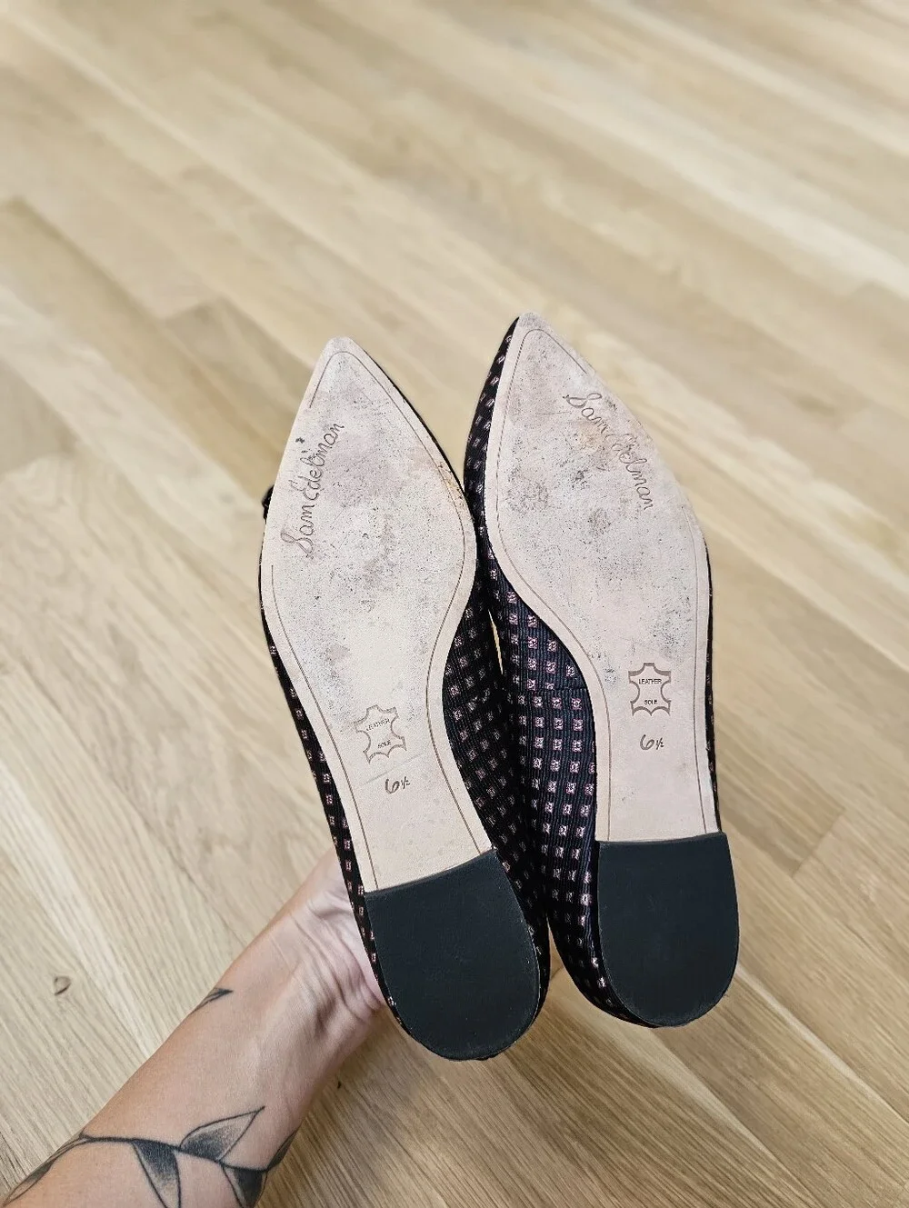 Sam Edelman Rafaella 2 Black Beaded Eye Pointed Toe Dressy Flats Women’s 6.5